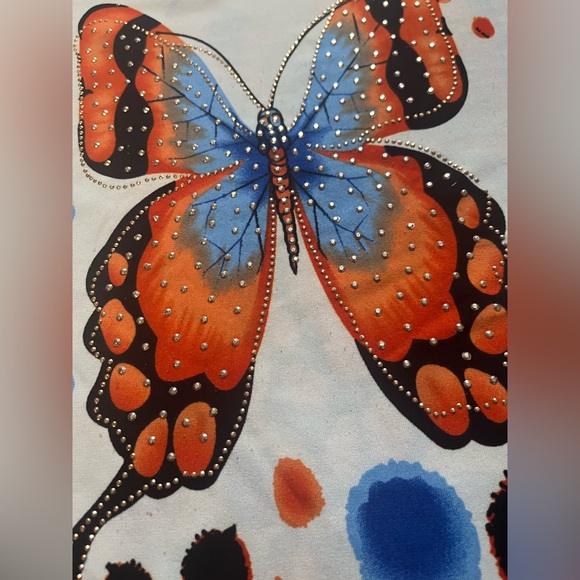 Colorful Butterfly Print blouse - embellished - Picture 4 of 4